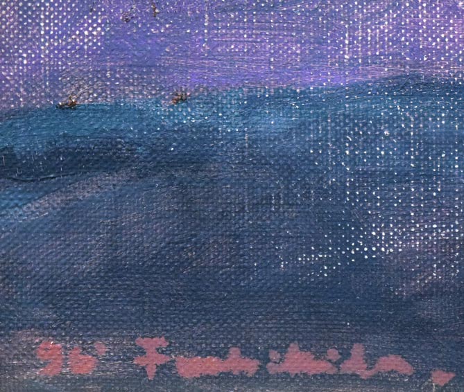 伏木田光夫「クチナシとコスモス」油絵・S6号 サイン拡大画像