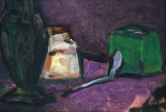 伏木田光夫「クチナシとコスモス」油絵・S6号 拡大画像2