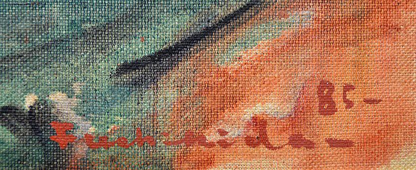 伏木田 光夫「十字架のある静物」油絵・M20号・1985年個展出品作 サイン部分