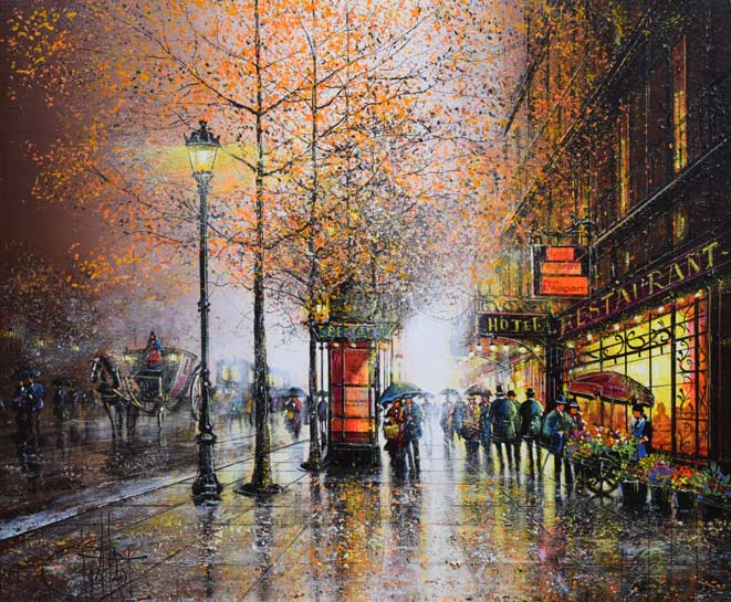 ギィ・デサップ「パリ、グラン・プルバール」油絵・仏F15号 作品全体拡大画像