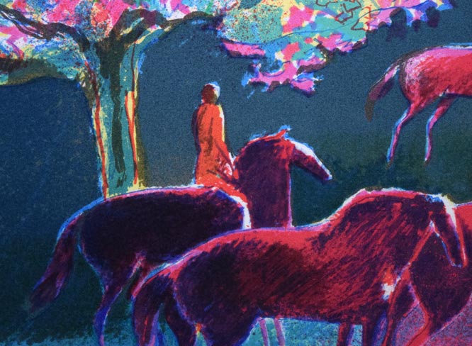 ポール・ギヤマン(Paul Guiramand)「赤い馬」リトグラフ 拡大画像1