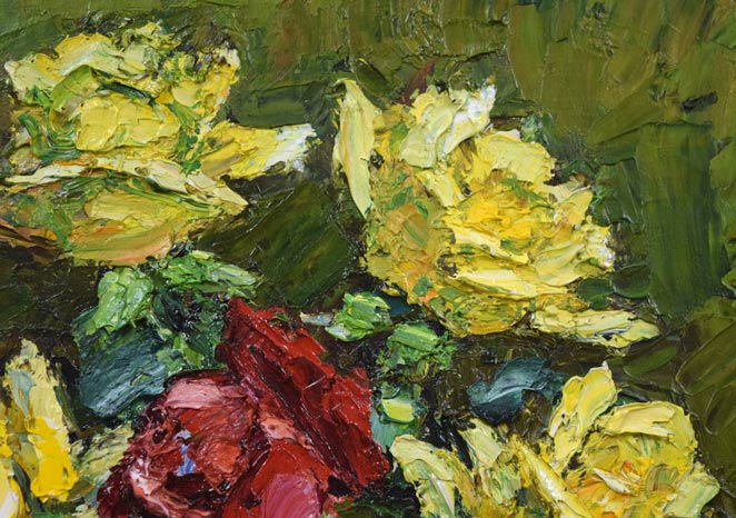 萩谷巌「静物(バラ)」油絵・F6号 拡大画像3