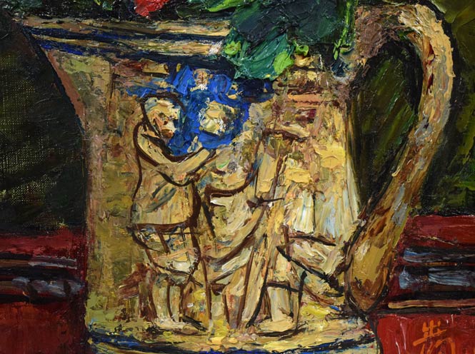 萩谷巌「静物(バラ)」油絵・F6号 拡大画像4