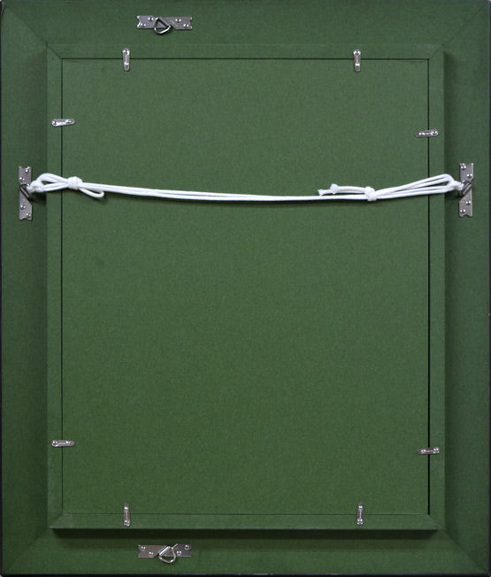 萩谷巌「静物(バラ)」油絵・F6号 額縁裏側画像