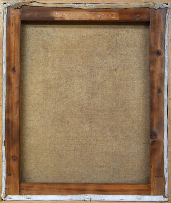 萩谷巌「蘭花図」油絵・F8号 キャンバス裏側画像