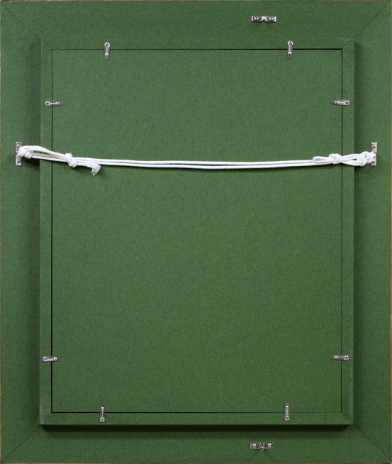 萩谷巌「静物画(ばら)」油絵・F6号 額縁裏側画像