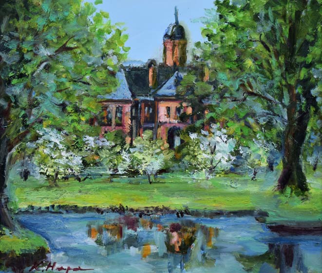 原賢司「北海道庁」油絵・F10号 作品全体拡大画像