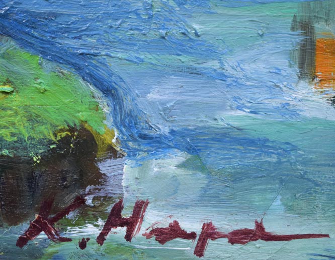 原賢司「北海道庁」油絵・F10号 サイン拡大画像