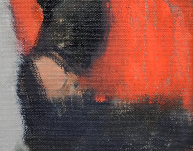 原義行「山の子ども」油絵・F3号 拡大画像3