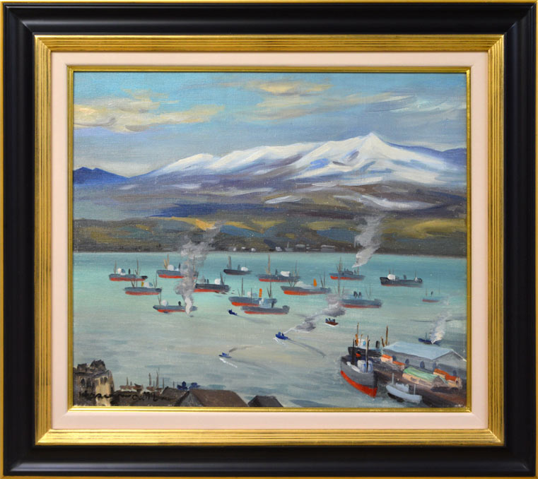 長谷川三雄「函館風景」油絵・F10号