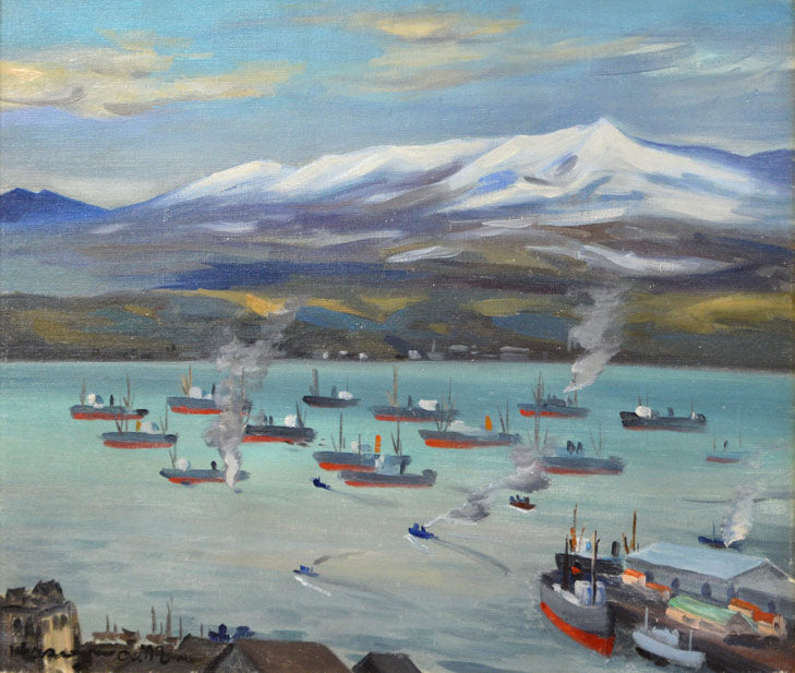 長谷川三雄「函館風景」油絵・F10号 全体拡大部分