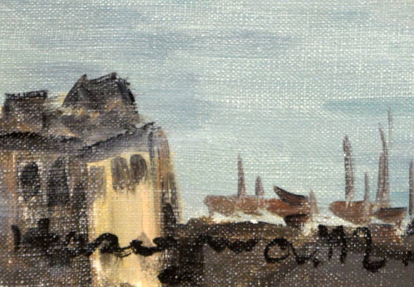 長谷川三雄「函館風景」油絵・F10号 サイン部分