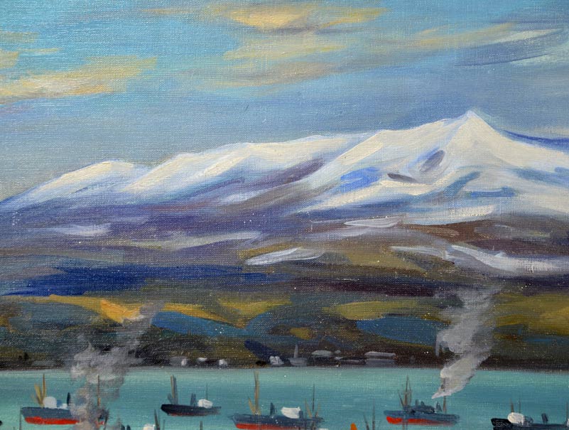 長谷川三雄「函館風景」油絵・F10号 拡大部分1