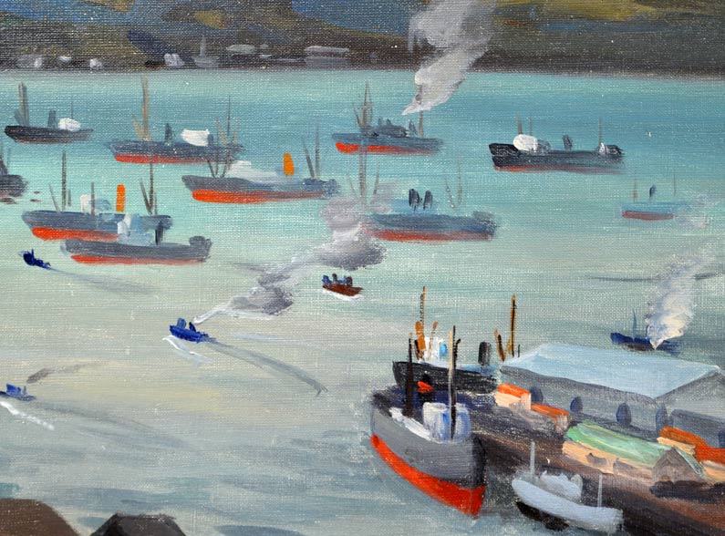 長谷川三雄「函館風景」油絵・F10号 拡大部分2