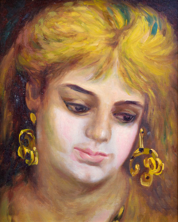 長谷川三雄「女性像」油絵・F3号 拡大部分