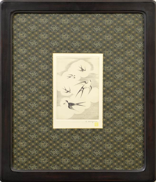 長谷川潔「竹取物語より」銅版画(ビュラン、ポアントセッシュ)