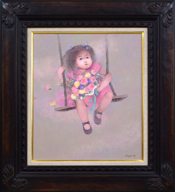 はしぐちみよこ(橋口美代子)「ゆーらゆーら」油絵・F10号