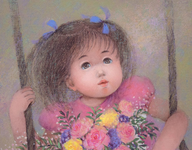 はしぐちみよこ(橋口美代子)「ゆーらゆーら」油絵・F10号 拡大画像2