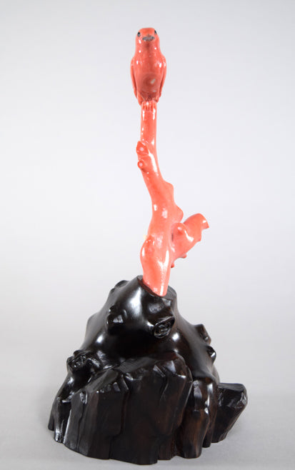 橋本秀光「かわせみ」本珊瑚彫刻 正面