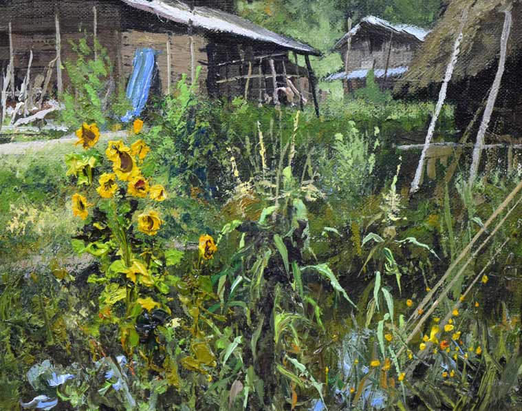 林喜市郎「夏の秘境」油絵・F8号 拡大部分1