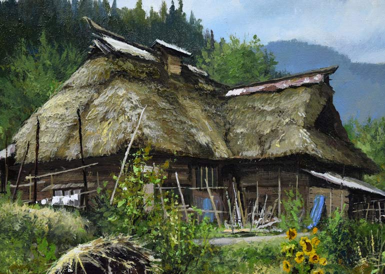 林喜市郎「夏の秘境」油絵・F8号 拡大部分2