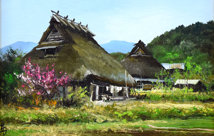 林喜市郎「丹波の春(兵庫)」油絵・SM 作品全体拡大画像