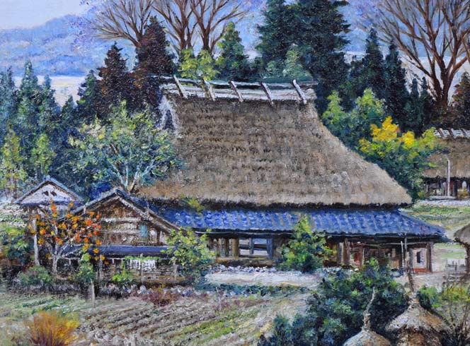 林与三郎「丹波美山の里(京都府)」油絵・F10号 拡大画像2