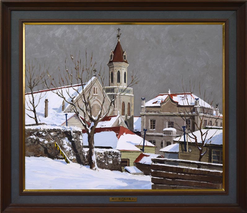 樋口洋「北の教会 函館(画集掲載作)」油絵・F20号