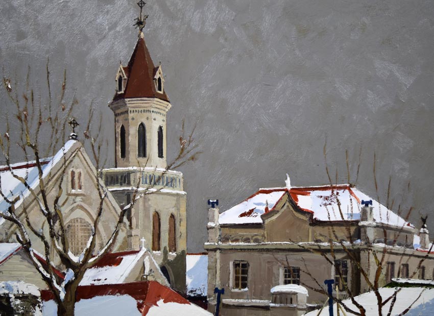 樋口洋「北の教会 函館(画集掲載作)」油絵・F20号 拡大部分1