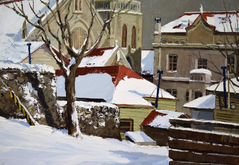 樋口洋「北の教会 函館(画集掲載作)」油絵・F20号 拡大部分2