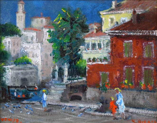 平賀亀祐「ベニス」油絵・F3号 作品全体拡大画像