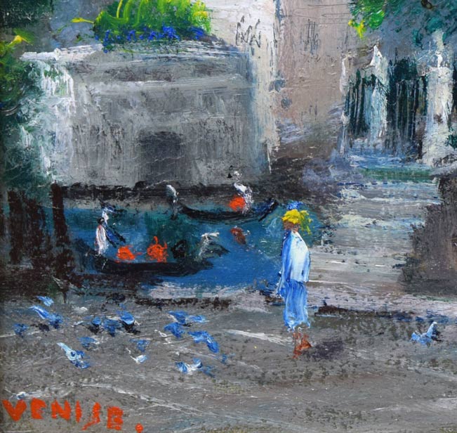 平賀亀祐「ベニス」油絵・F3号 拡大画像4