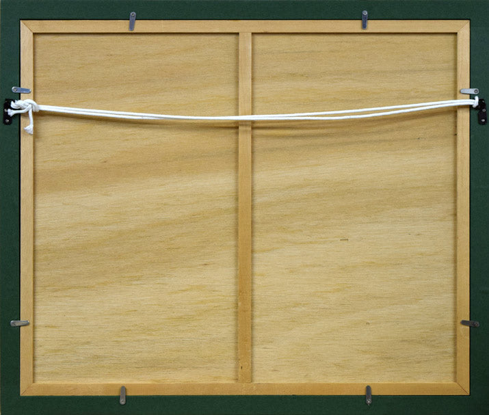 平井誠一「緑風」水彩画・6号 額縁裏側画像