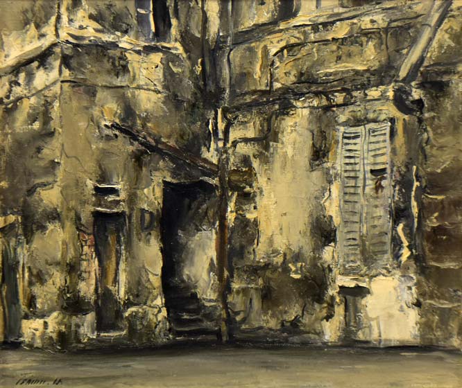 平川勇「パリの壁」油絵・F10号 作品全体拡大画像