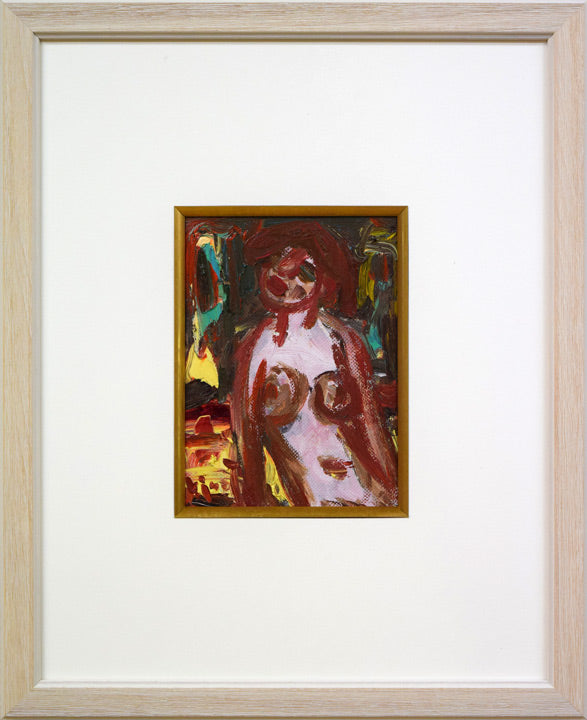 平沢喜之助「少女裸」油絵(14×10.7cm)