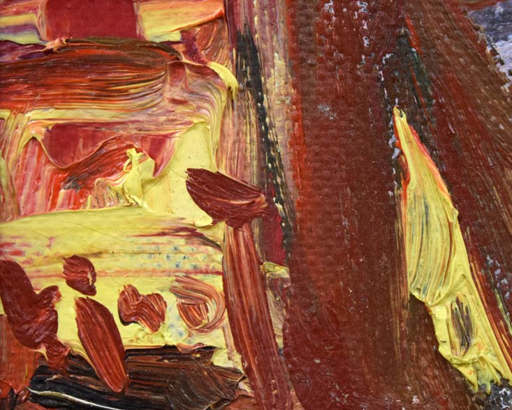 平沢喜之助「少女裸」油絵(14×10.7cm) サイン部分拡大