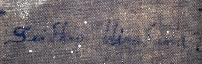 平沢貞章「風景画」油絵・F6号 裏書き拡大画像5