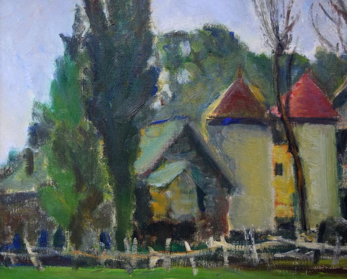 久守昭嘉(昭義)「サイロの見える風景(北海道)」油絵・F8号 拡大画像1