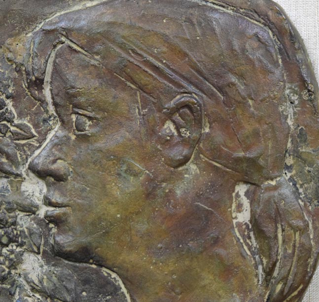 本田明二「ライラックの少女」ブロンズレリーフ額装 拡大画像1