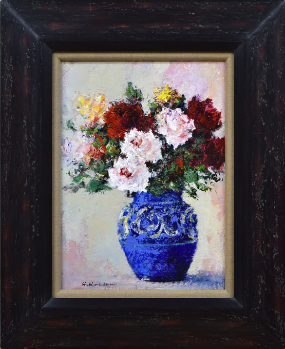 本藤等「ばら」油絵・F4号