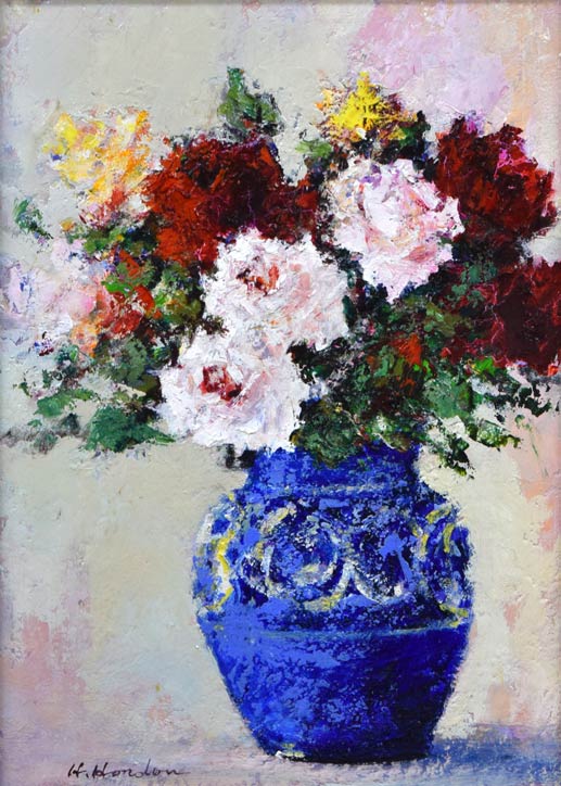 本藤等「ばら」油絵・F4号 作品全体拡大部分