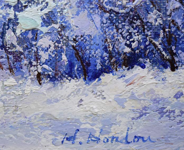 本藤等「北の学舎(北海道大学農学部)」油絵・F4号 サイン拡大画像