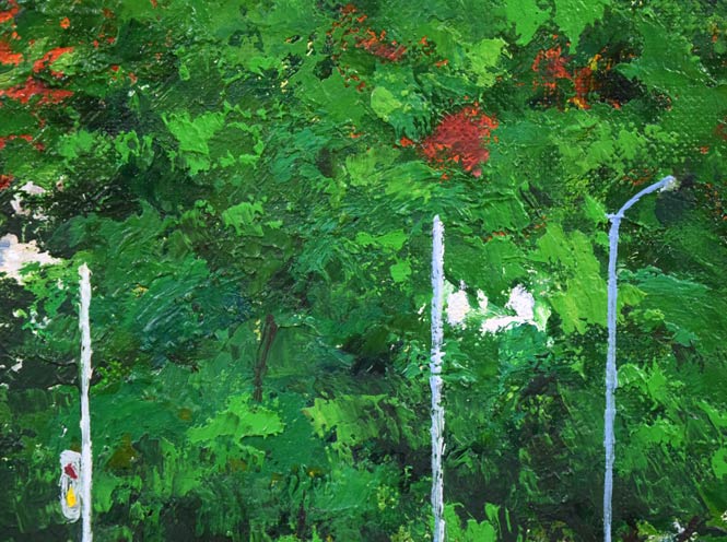 本藤等「夏の時計台」油絵・F4号 拡大画像2