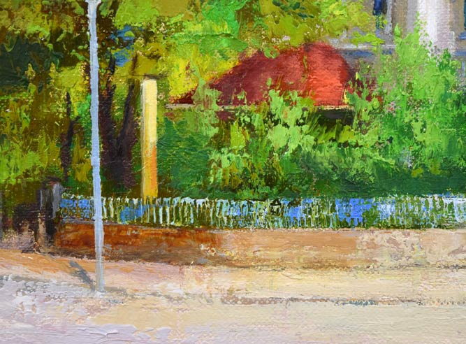 本藤等「夏の時計台」油絵・F4号 拡大画像3