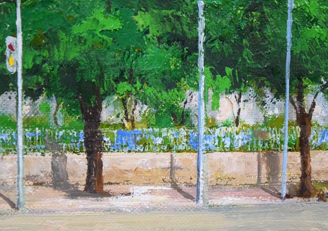 本藤等「夏の時計台」油絵・F4号 拡大画像4