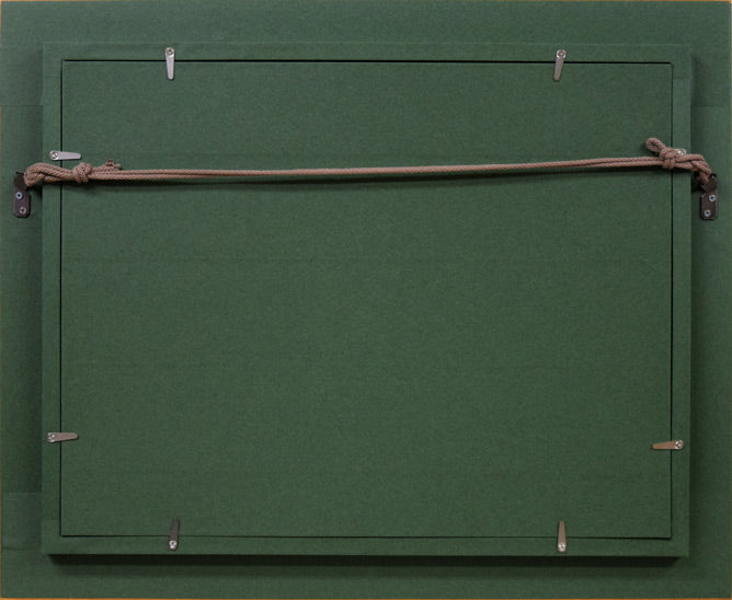 本藤等「夏の時計台」油絵・F4号 額縁裏側画像