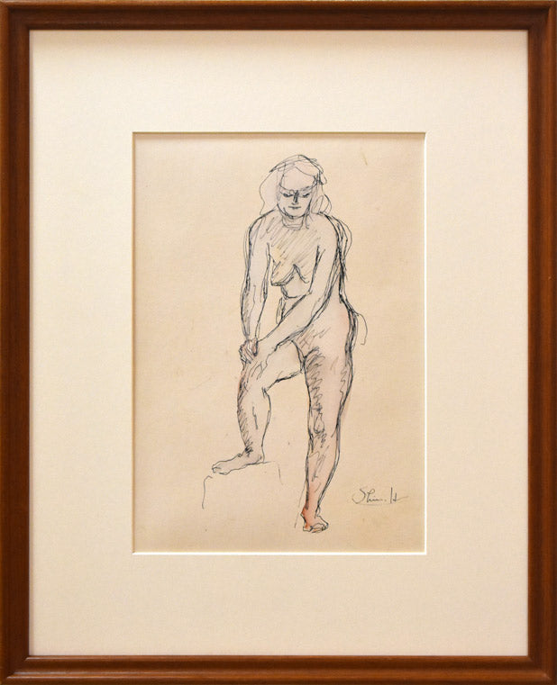 本郷新「裸婦」ペン・水彩画デッサン