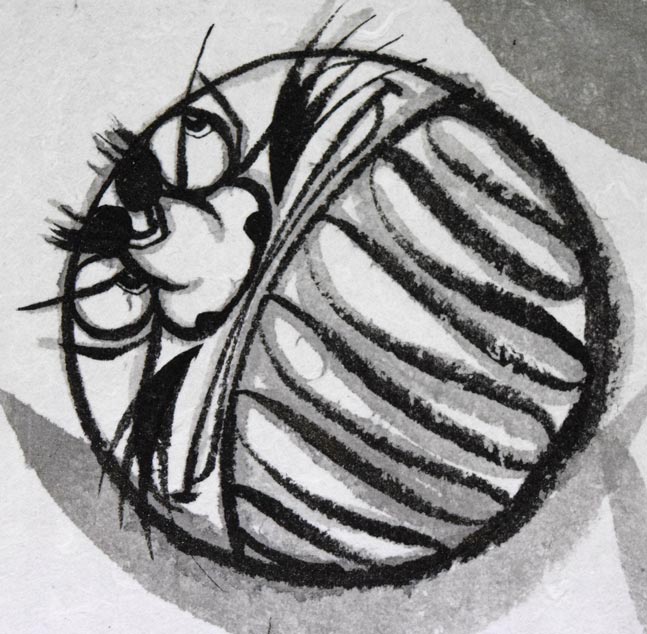 荘眠月(本庄基晃)「七転八起(達磨図)」水墨画 拡大画像2