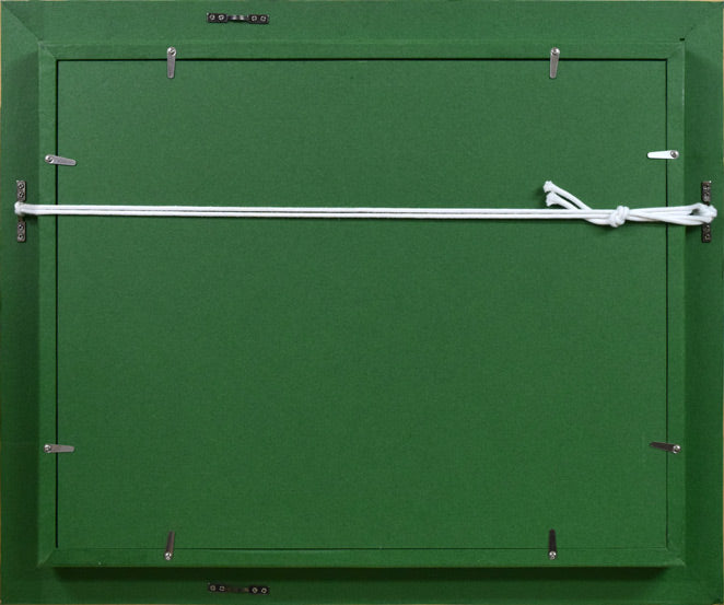 本間武男「古城への道(フランス・コンピエヌ)」パステル画・F6号 額縁裏側画像