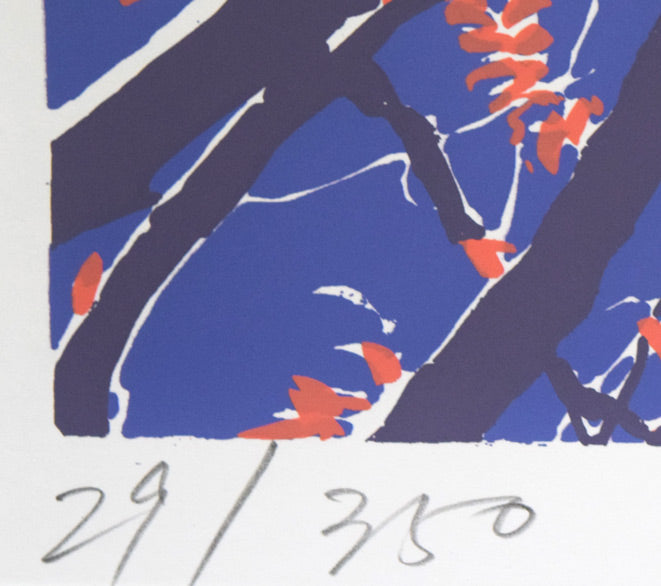 本間武男「紅」シルクスクリーン版画 限定番号(ed,29/350)